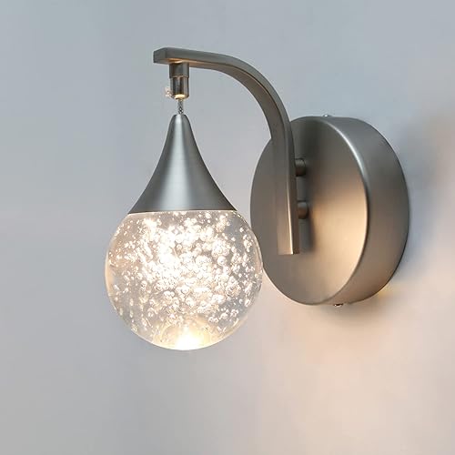 Miniatura 7 de Aplique de pared moderno, apliques de pared LED regulables de 5 W, luz de pared de cristal de luna para dormitorio, mesita de noche, baño, sala de