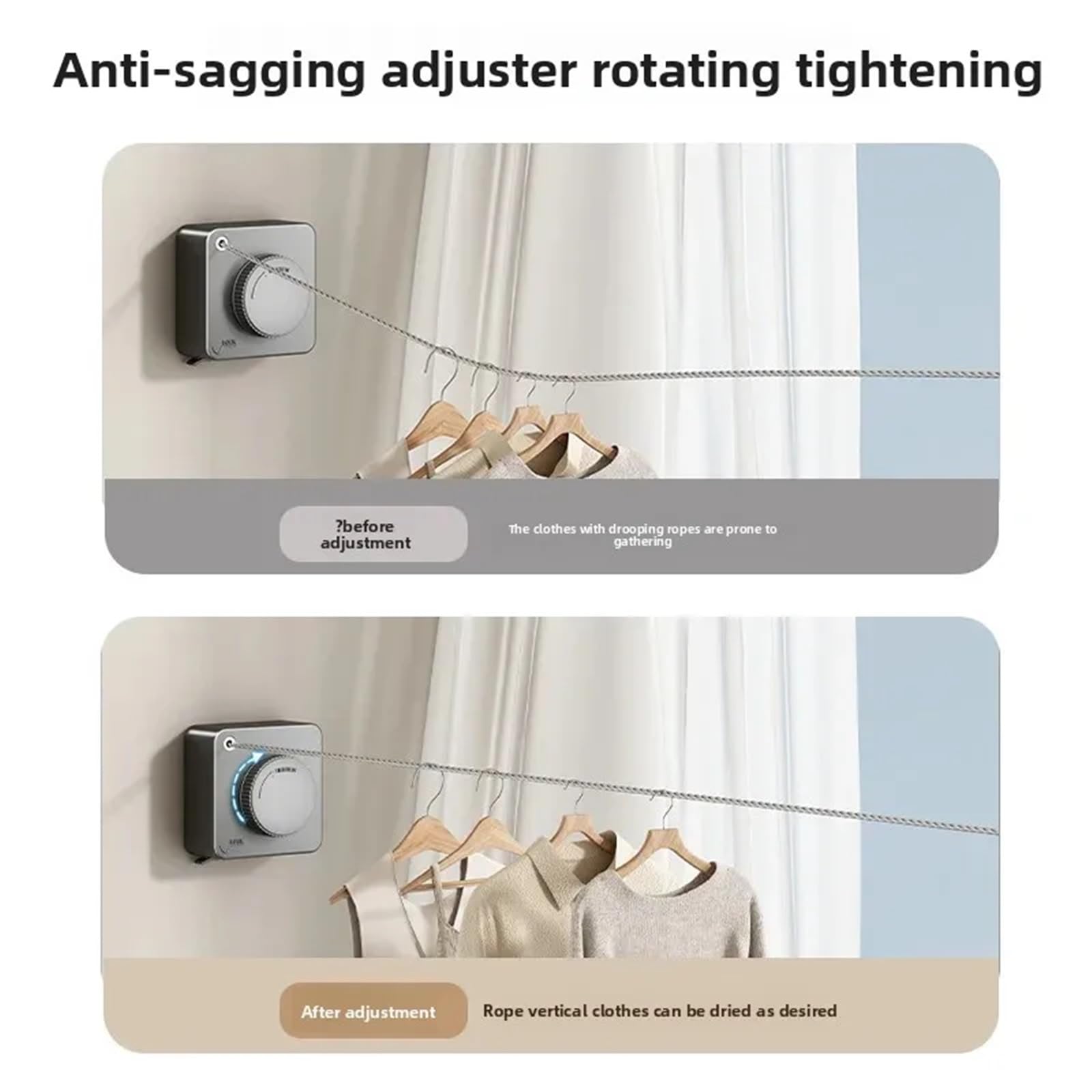 Wäscheleine, einziehbar, for den Innenbereich, unsichtbar, for Trocknen von Wäsche, an der Wand montierter Kleiderbügel für Wäsche