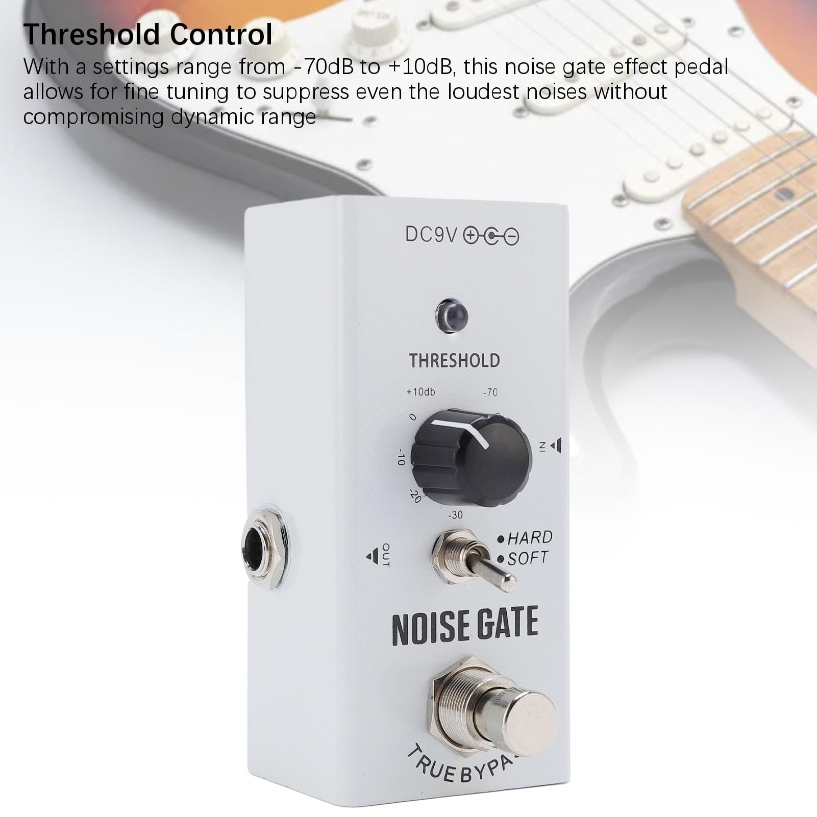 Noise Gate Pedal, 2 Modes Aluminum Alloy Noise Killer Guitar Pedal for Pure Sound, Lightweight Noise Gate Effect Pedal for Electric Guitar and Bass True Bypass