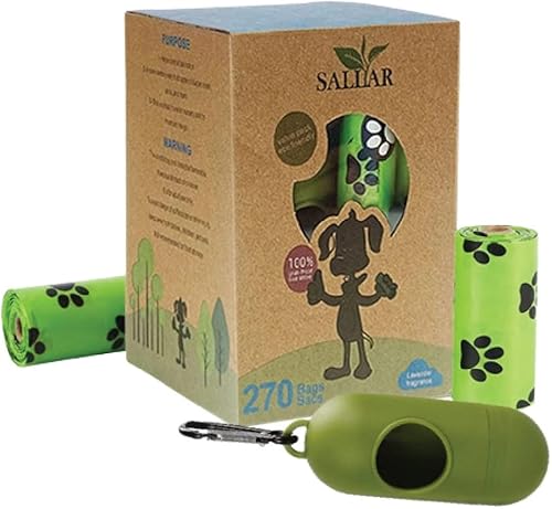 Rollos de bolsas para excrementos de perro, 270 unidades, bolsas para excrementos de perro con dispensador, bolsas de basura para perros, perfumadas