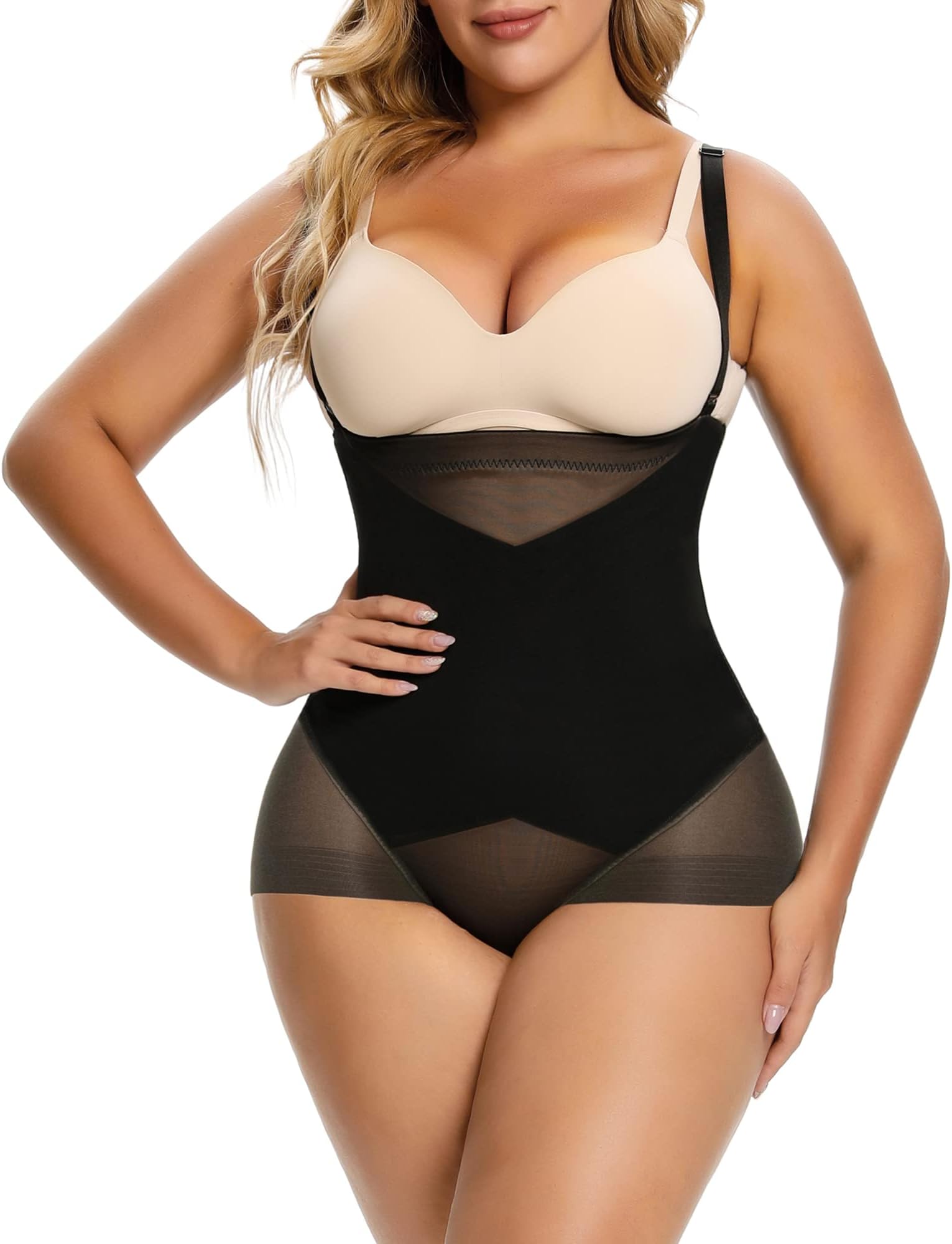 YIANNAShapewear for Women Tummy Control High Compression Body Shaper Shorts Removable Straps