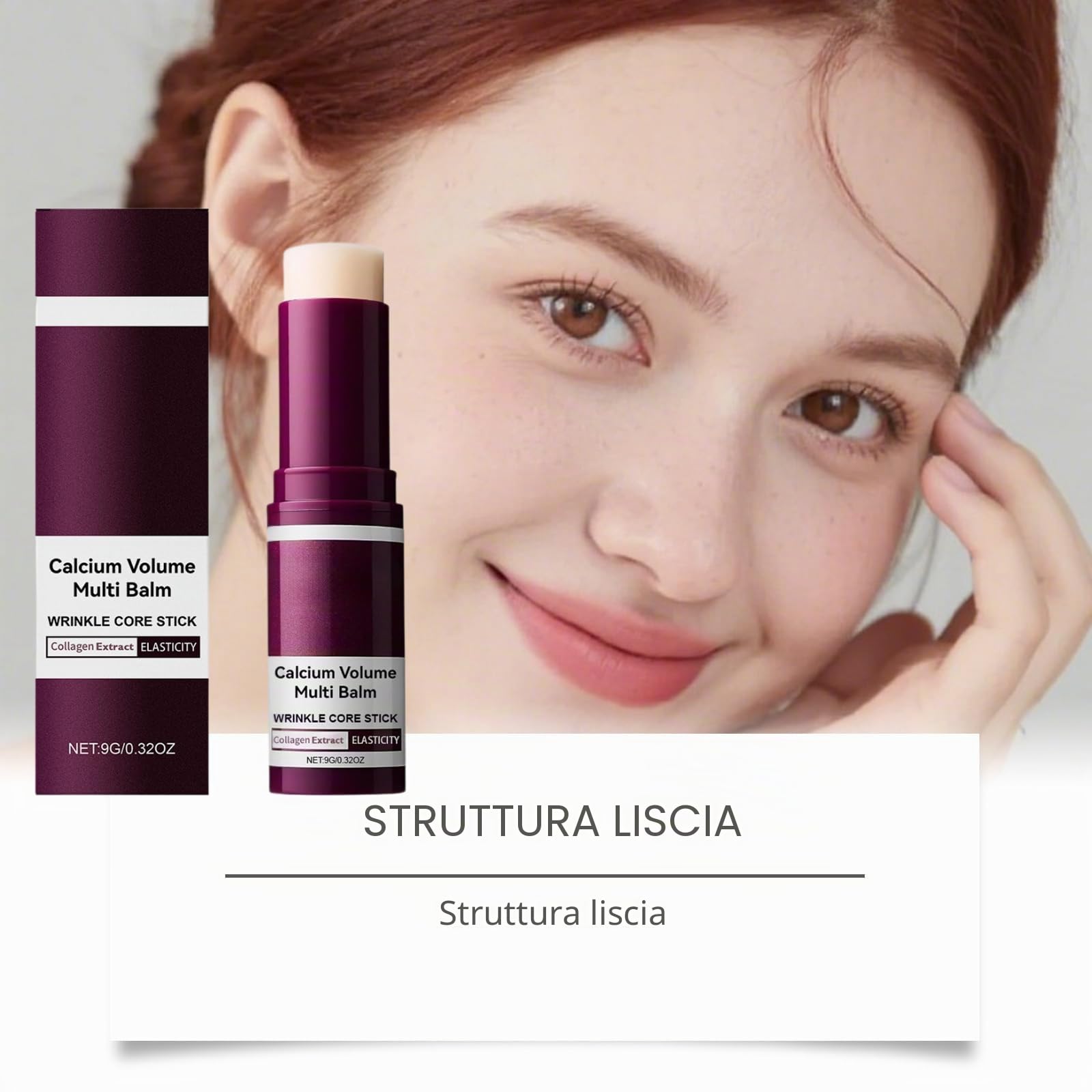 Calcium Volume Multi Balm Stick, stick antirughe con estratto di collagene, balsamo idratante ed elasticizzante per viso, occhi e labbra, cura multiuso per l'uso quotidiano (2 pezzi)