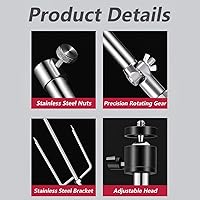 Vista 6 de Trail & Game - Soporte de acero inoxidable plegable grueso de acero inoxidable ajustable de 360°, conexión de rosca universal de 1/4 a 20 (0.236 in)