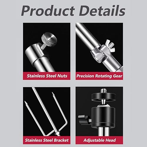 Miniatura 6 de Trail & Game - Soporte de acero inoxidable plegable grueso de acero inoxidable ajustable de 360, conexión de rosca universal de 14 a 20 (0.236 in)