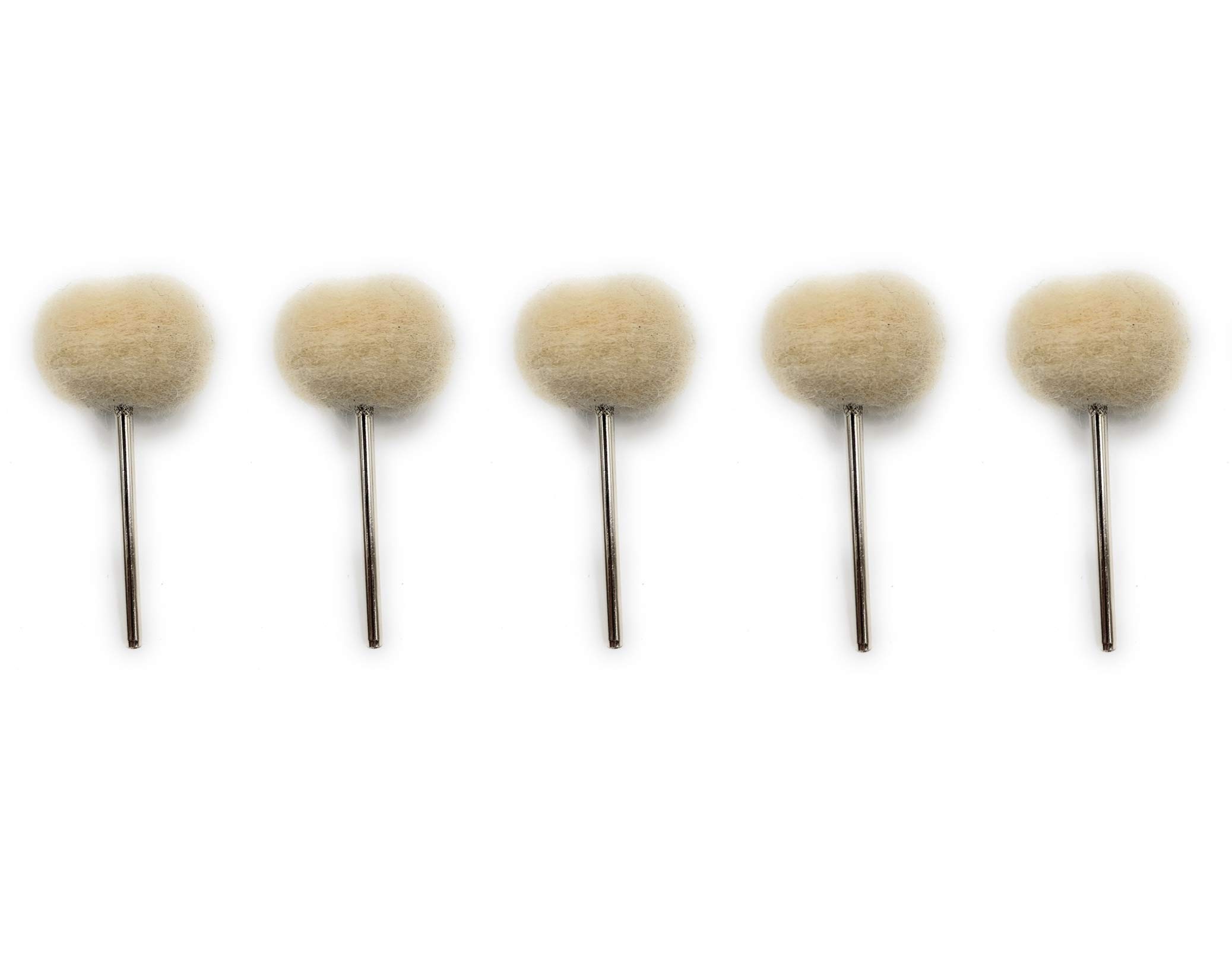 AoneAone Mounted Felt Buff Cotton Wool 5pcs for Polishing/Buffing/Cleaning for Dremel Rotary Tool, Micro Hand Motor, Polishing Motor for Jewellery Making, Watchmaking, Model Making & Hobby Craft DIY