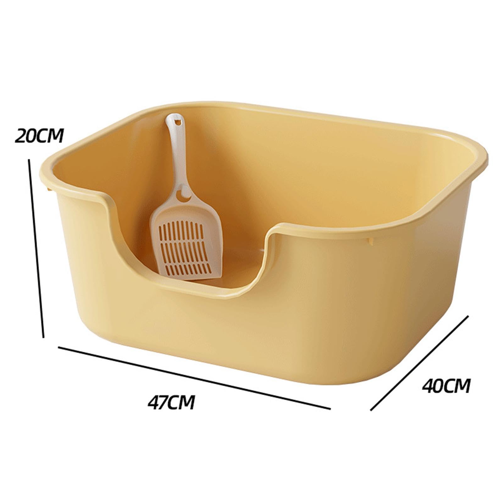 Katzenstreu Schale Offene Katzentoilette mit Hohen Seiten Katzenstreu Behälter U-Form Sand Kiste aus Robustem PP für Katzen Kätzchen Kaninchen, Gelb