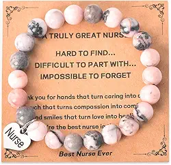 Presentes de Natal para amigas, irmãs, tias, avós, mães, presentes de aniversário para mãe, pulseiras de contas de pedra natural para mulheres, Small, Liga metálica, Sem Pedra Preciosa