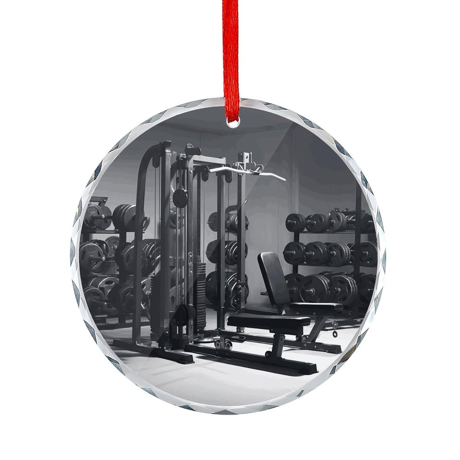 Btcowzrv Style Gym Equipment Round Ornament Hanging Pendant Decor