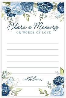 Andaz Press Share a Memory Cards, Icy Blue Roses 4" x 6" Cards for Wedding, Shower, Birthday, Funeral, Celebration of Life, Retirement, Graduation Advice, Going Away, Life Memories, 52-Pack