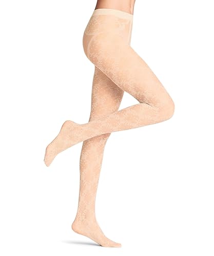 FALKE Damen Floral Shower 20 DEN Strumpfhose gemustert feines weiches nachhaltiges Material 1 Stück - S - Hautfarben Powder 4169