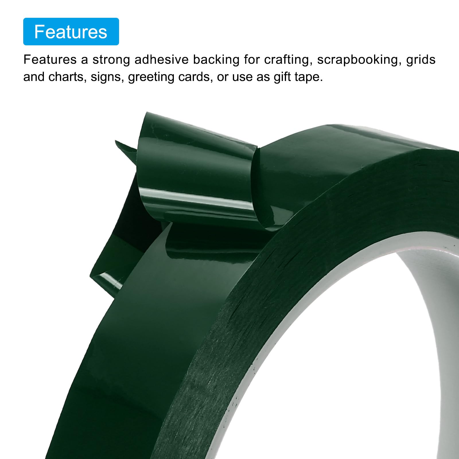 PATIKIL Whiteboard Tape 15mm 5/8", Thin Dry Erase Tape for Graphic Chart Marking DIY Art Green, 72 Yards x 5/8" - Image 3
