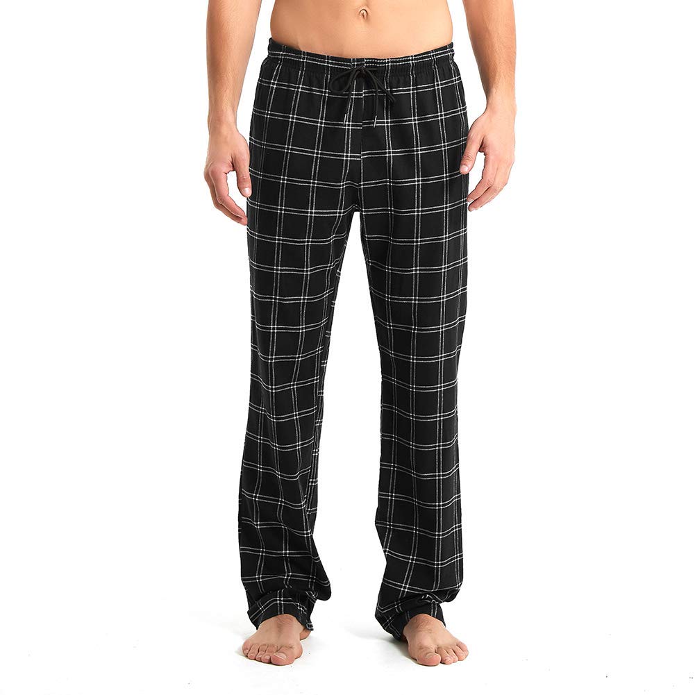Idtswch Mens Tall Pajama Pants 30/32/34/36/38 Long Inseam Plaid Lounge Pants Sleepwear Pajama Bottoms 100% Cotton