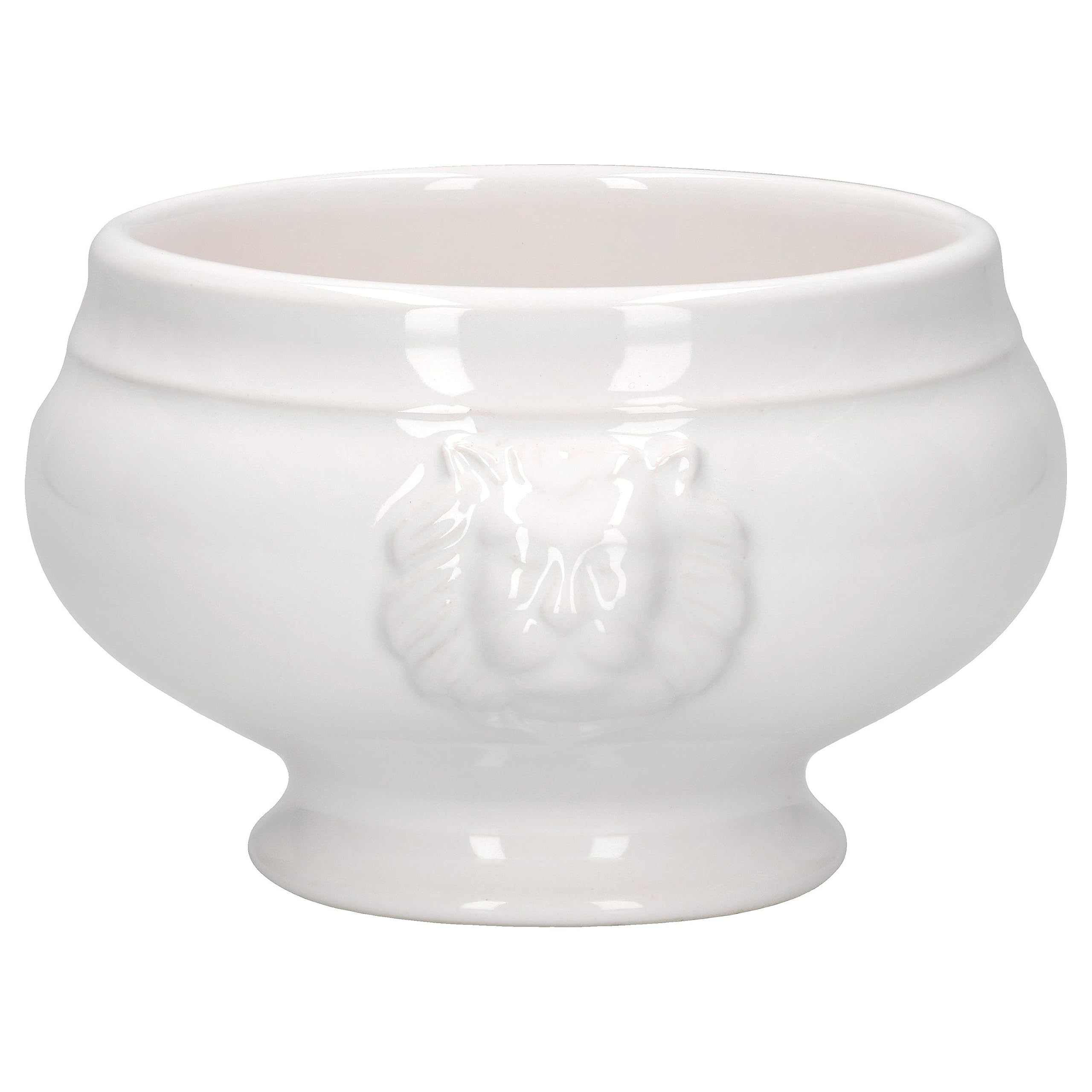 MamboCat Leo, set da 24 terrine a testa di leone, piccole – 250 ml, per 24 persone, tazze da zuppa bianche da 0,25 litri, zuppa con teste di leone, per zuppa di nozze, piselli o lenticchie