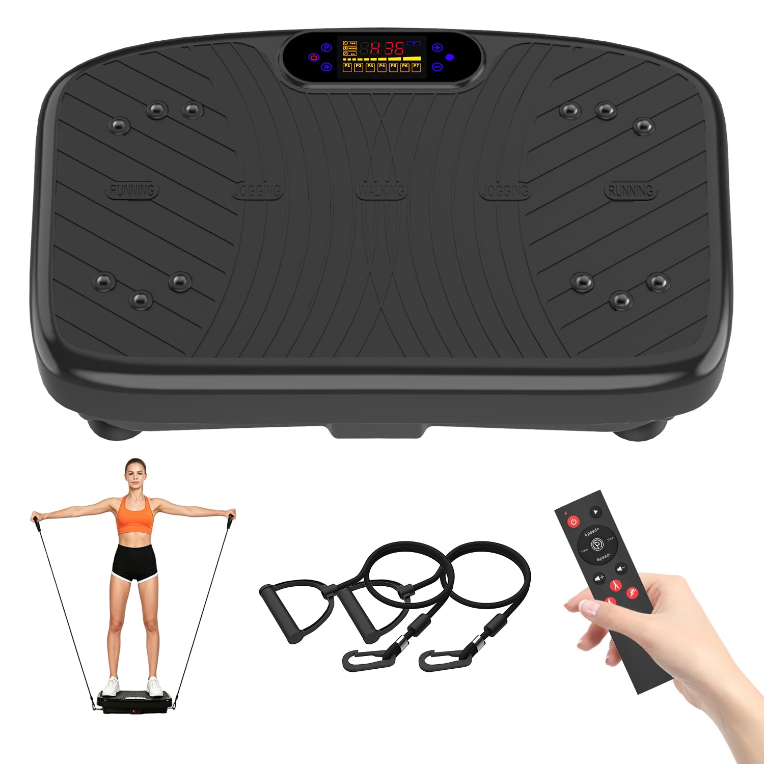Vibration Plate Exercise Machine, Vibrating Plate for Lymphatic Drainage, Vibrating Platform with 200 Adjustable Speeds, Fitness & Weight Loss Vibration Plate, 450 Lbs Max Capacity