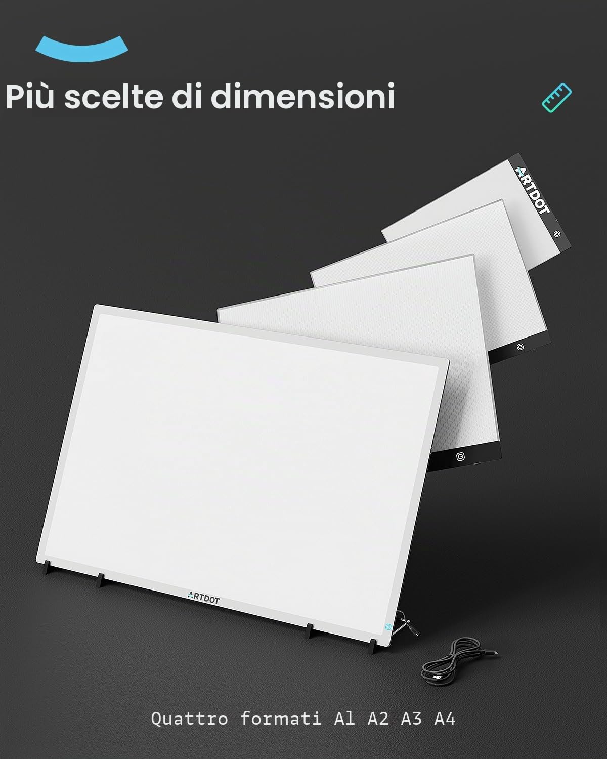 ARTDOT Tavoletta Luminosa A4, Lavagna Luminosa per Diamond Painting Kit Completo con Pittura Diamante Accessori per Diamond Dotz, Disegnare Schizzi