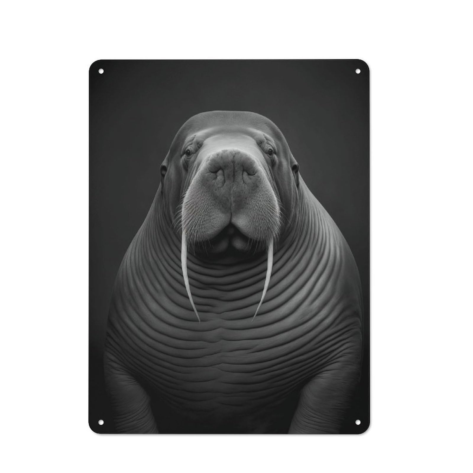 Junmoney Style-24 Portrait Of A Walrus Rustic Metal Wall Sign 40X30cm For Workshop Wall, Suited To Makers And Diy Enthusiasts