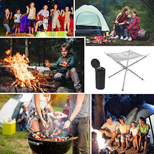 Hoedia Portable Fire Pit Outdoor 16.5 Inch Camping Fire Pit Foldable, Steel Mesh Fire Pits Fireplace For Camping, Outdoor, Patio, Backyard And Garden (Silver) #TOP6