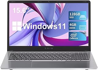 SGIN 15.6 Inch Display Laptop with 4GB DDR4 RAM+128GB SSD, Intel Celeron Quad Core Processor, Intel UHD Graphics 600, Mini HDMI, Webcam, WiFi, Bluetooth 4.2, USB3.0