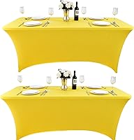 Vista 51 de Paquete de 2 Cubiertas de Mesa de Spandex de 4 pies para Mesas Plegables Rectangulares - Manteles Elásticos Ajustados Resistentes a las Arrugas