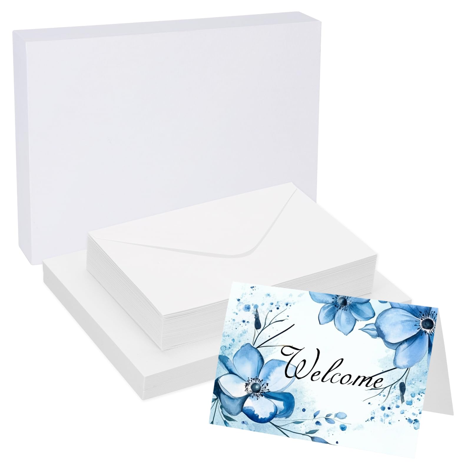 PATIKIL 40 Sets Pure Cotton Watercolor Cards 140lb/300 GSM Postcards with Envelopes for Art Painting Creative Thank Notes, 4x6 Inch Foldable Size(White Box)