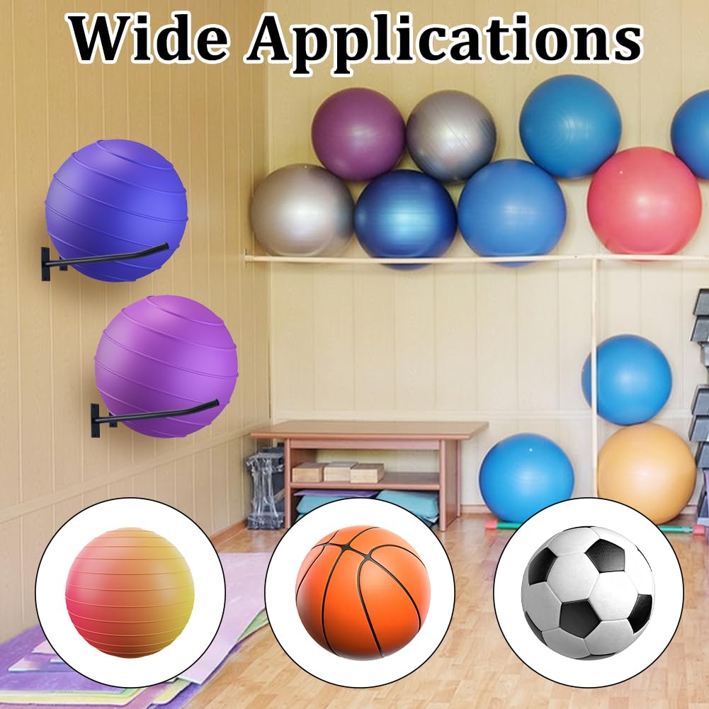 UNICRAFTALE 2 Ensembles Supports Muraux Pour Ballon d Exercice Noir En Fer Supports Métallique Pour Ballon de Yoga Support de Stabilite Support Pour Ballons de Gym Pour Garage ou Studio 10x4x39.5cm