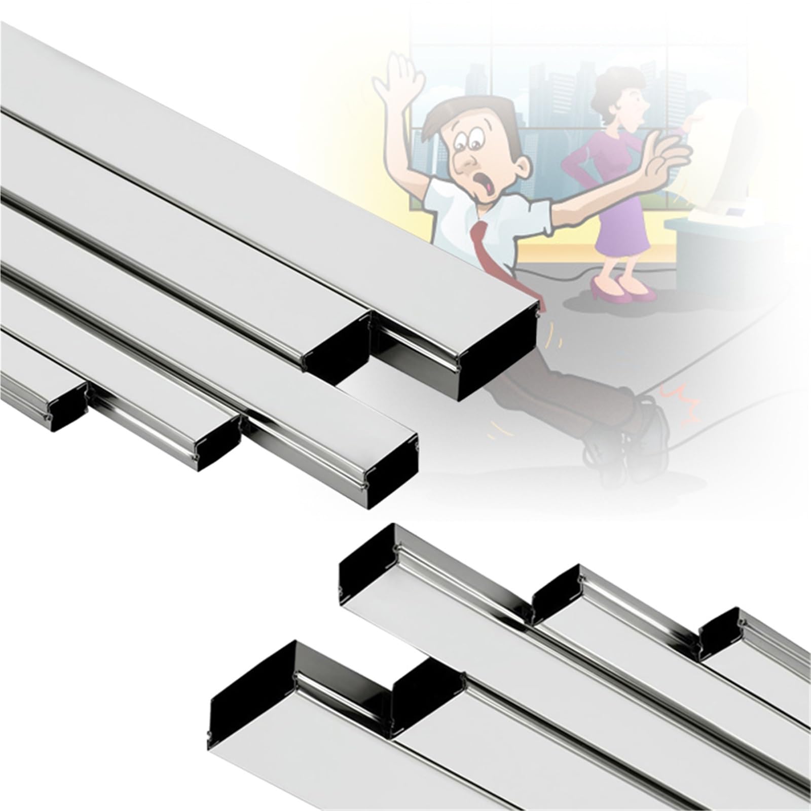 calpestabile passacavi 2 4 10 Pezzi Di Copertura Per Cavi In ​​acciaio Inossidabile, Canale Protezione Coperchio, Larghezza 20 25 30 40 50 100 Mm, Copricavo(10 pcs,L W H 100 x 2 x 1CM)