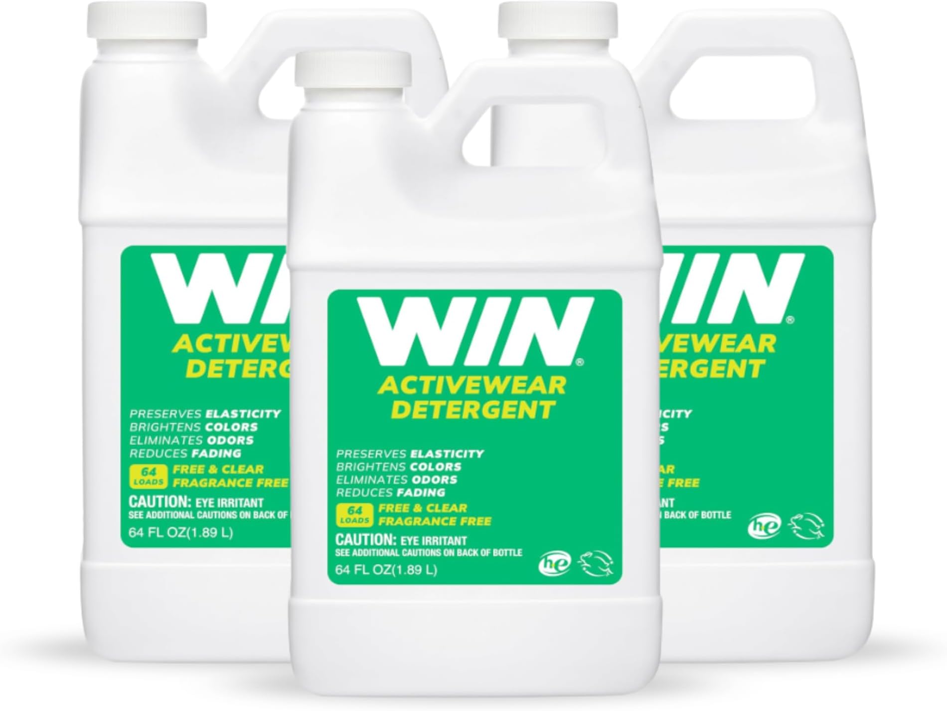 WIN Activewear Detergent - Free and Clear (Green) 64 Fl Oz 3-Pack - Sports De...