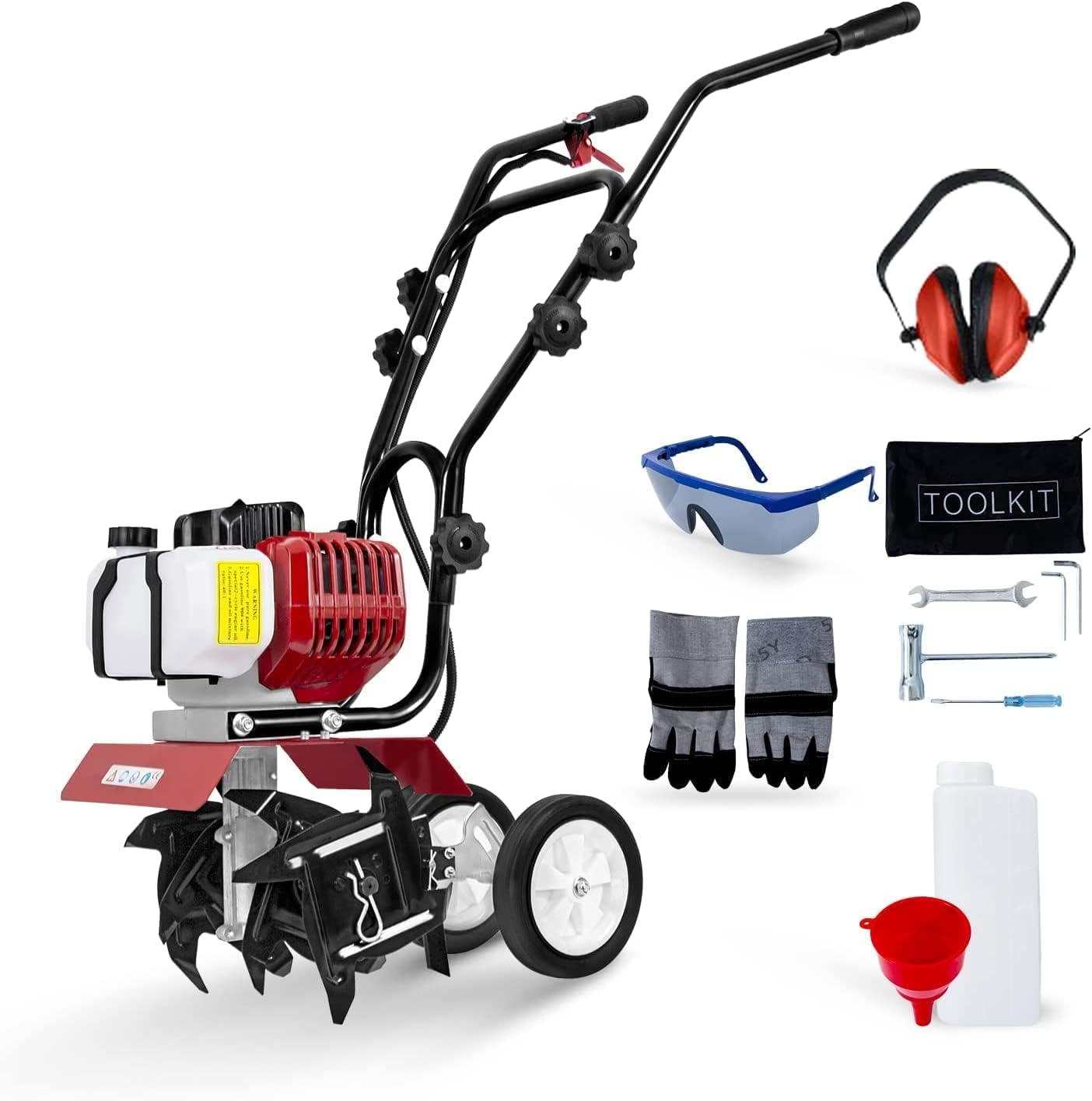 BU-KO 52CC Garden Tiller Engine 3HP 2 Tiempos Lawn Soil Cultivator Rotovator Motor Ligero Compacto Potente Sure Apretones Manijas Fabricadas para ser duraderas Dependiente - 1 AÑOS DE GARANTÍA