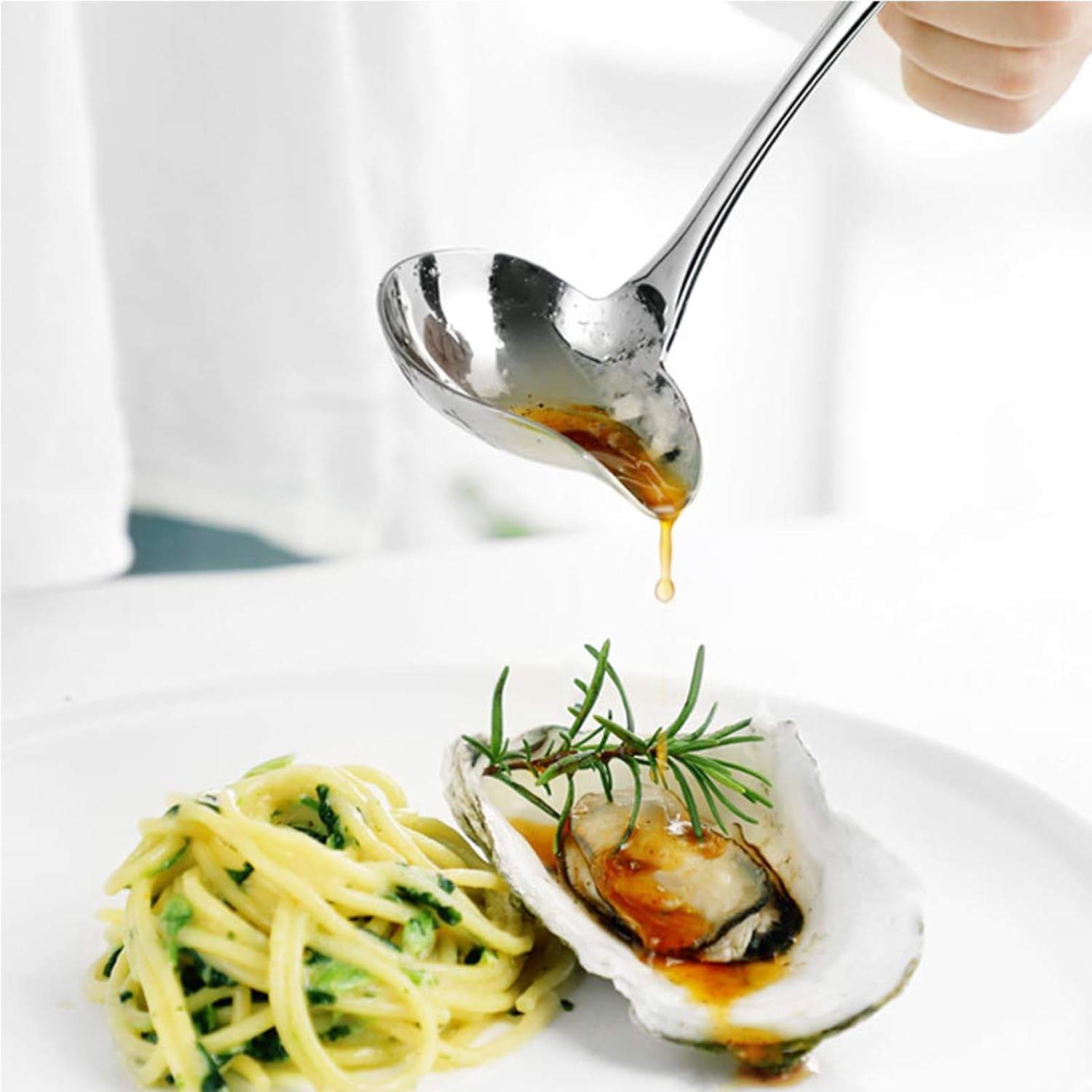 Gravy Ladle and Sauce Ladle with Pour Spout, 18/10 Stainless Steel Small Ladles for Serving, Gravy, Sauces