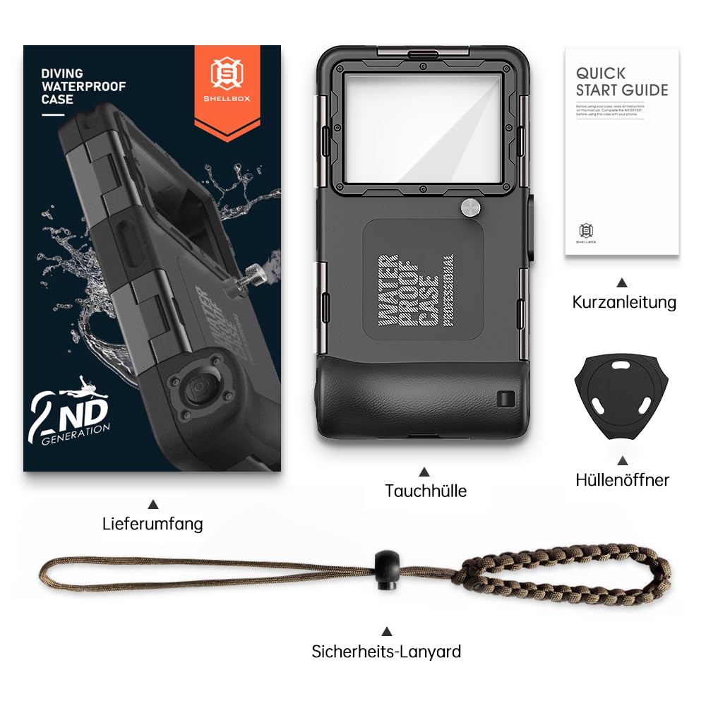 Unterwasser-Tauchgehäuse für iPhone, Samsung Galaxy, Huawei Xiaomi Redmi Smartphones, Professioneller Schutz [15m/50ft], wasserdichte Hülle für Schnorcheln, Surfen, Fotos & Videos (Schwarz)