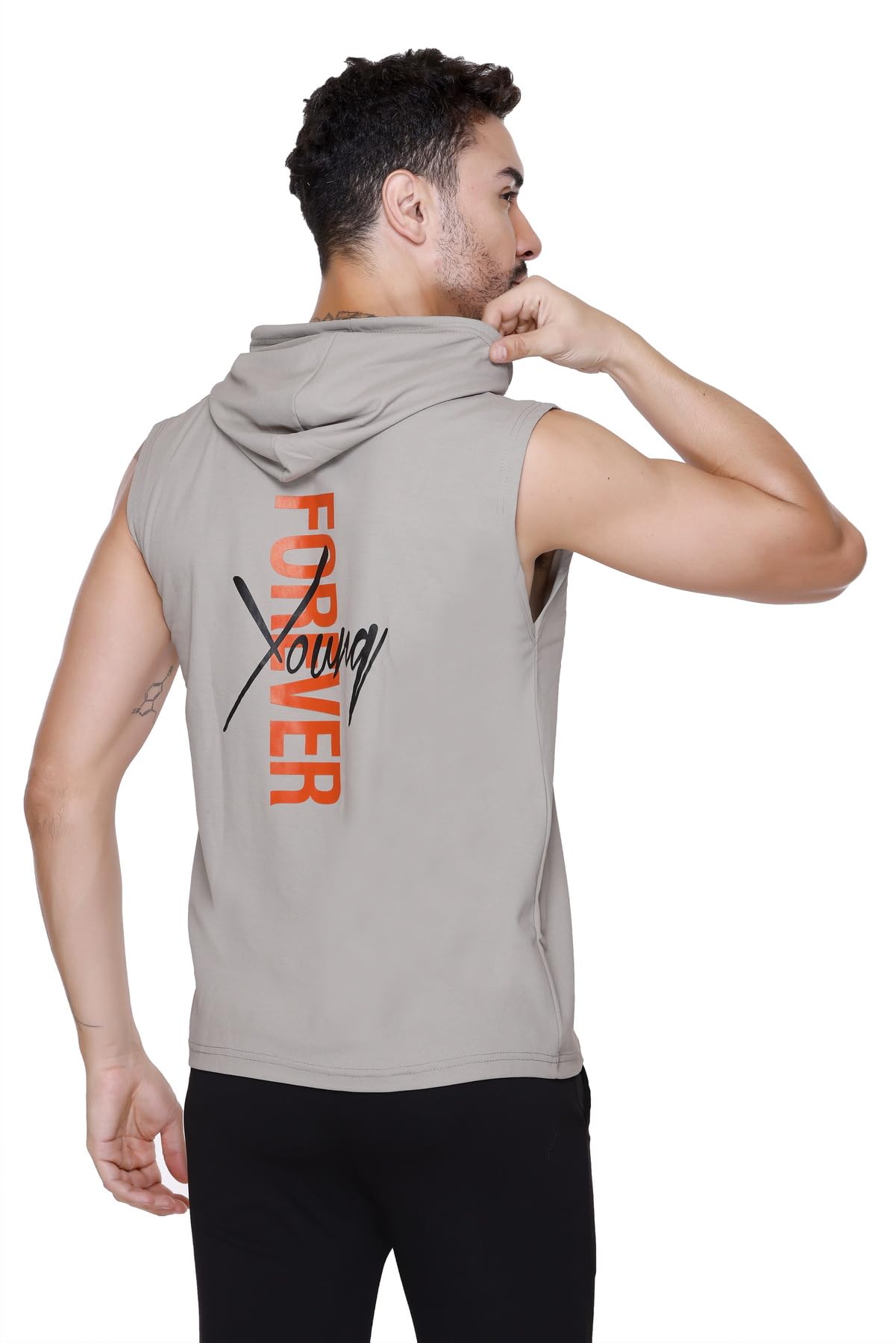 looks united Men's Active Wear Sleeveless Vest With Hoodie for Gym, Sando Baniyan-picture-53