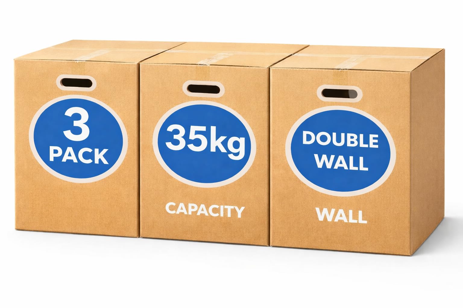 SKY-TOUCH 3 PACK Moving Boxes with Easy Carry Handles, Extra Large 70x50x50cm, Standard Corrugated Shipping Mailer Boxes, Brown Carton for Packaging, Shipping and Storage, 35KG