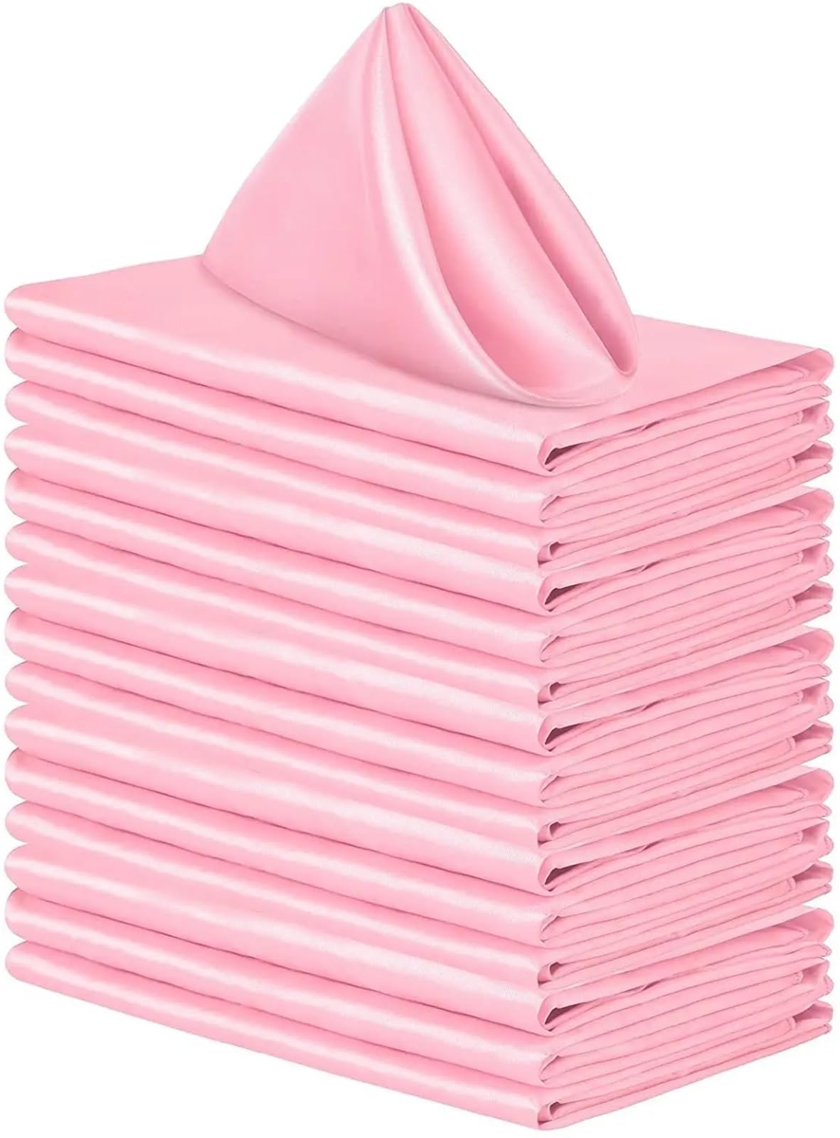 Cloth Dinner Table Napkins, Satin Dinner Napkins Multicolor 43x43cm 50pcs(Pink)