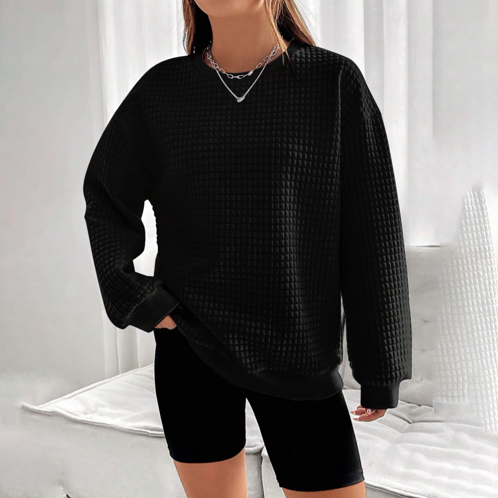 Bluza z kapturem Bluza z kapturem i rękawami Damska bluza z kapturem Jumper Damska damska obszerna bluza z kapturem Sweter z wycięciem pod szyją Swetry Casual