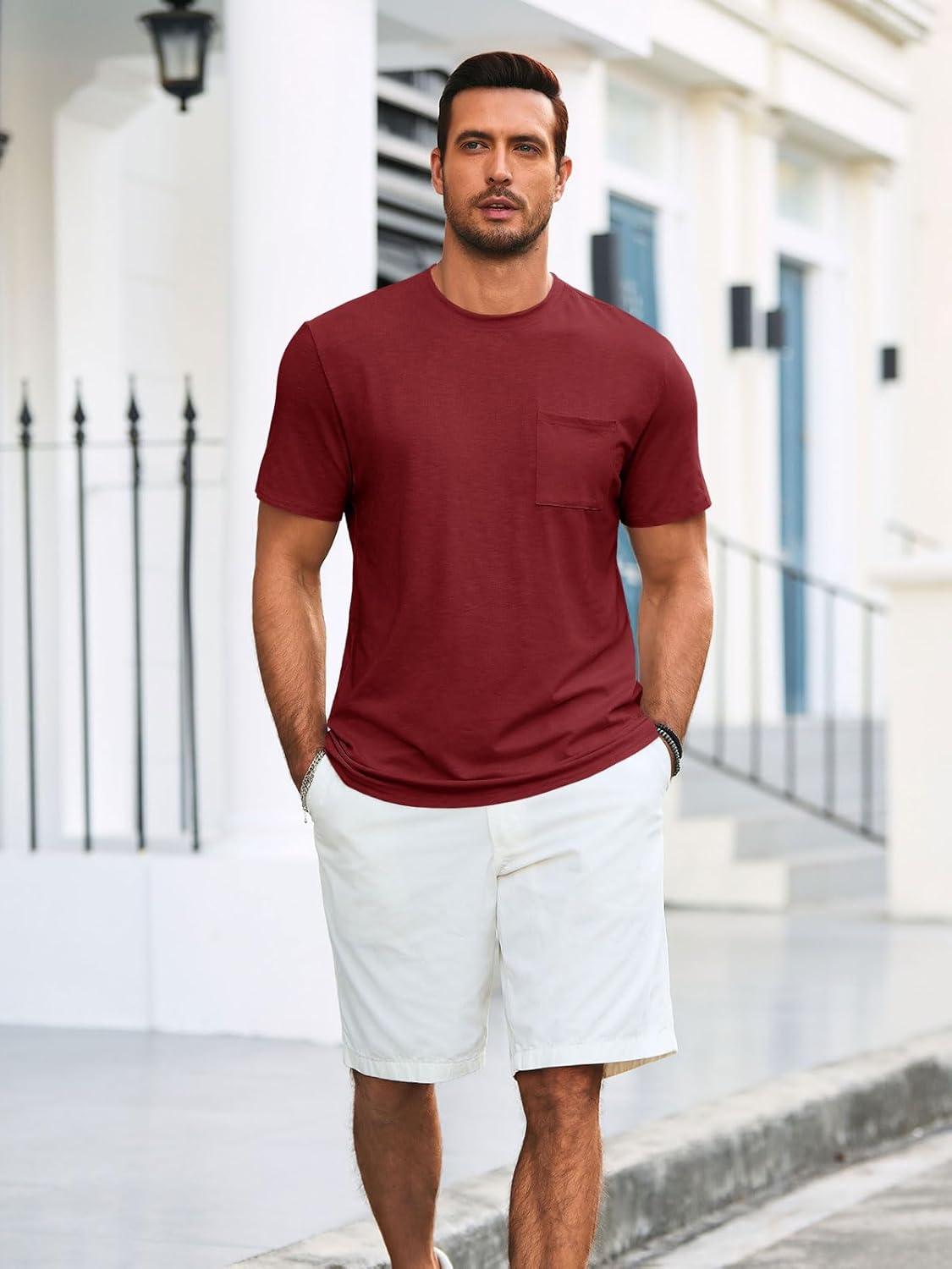 Runcati Mens Short Sleeve T Shirts Crew Neck Casual Summer Basic Shirt Lightweight Tee Tops with Pocket - Image 4