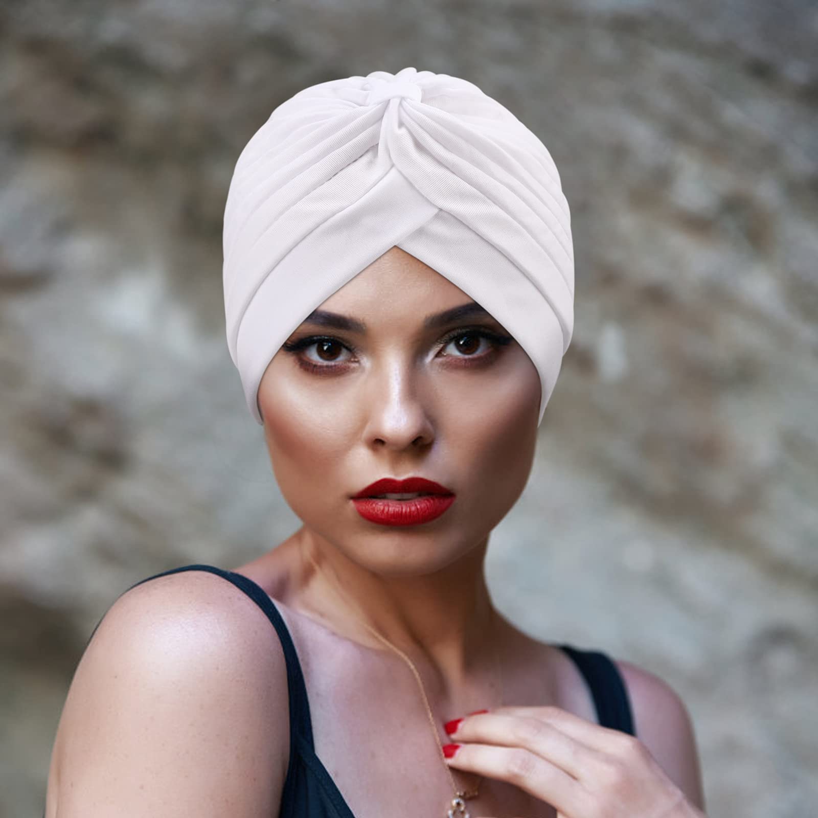 DRESHOW 5 Sztuk Damski Turban Afrykański Wzór Węzeł Opaska na Głowę Czapka Wstępnie Zawiązana Czapka Chemioterapia Kapelusz Przeciw Wypadaniu Włosów