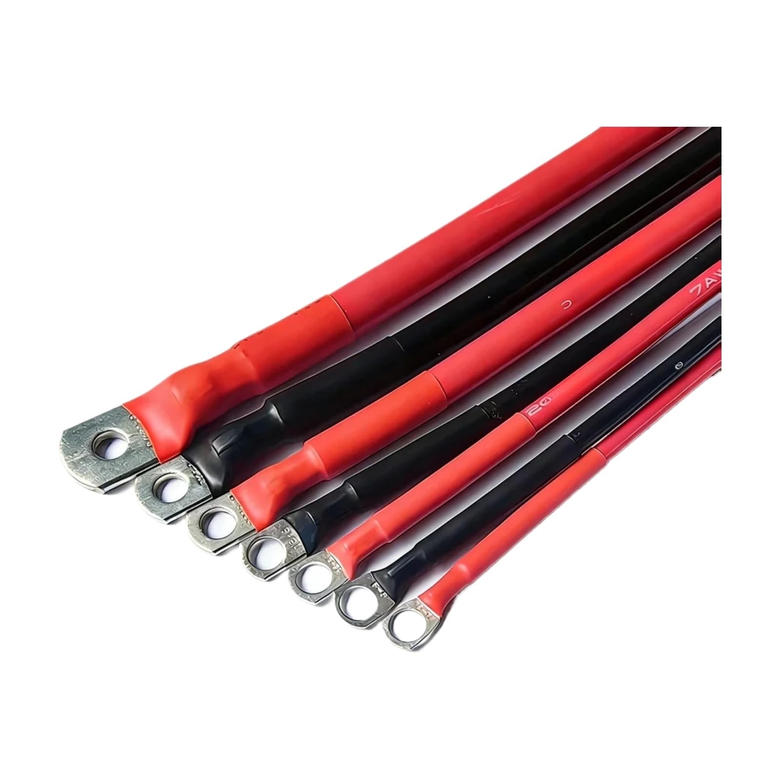 8 7 6 4 2 0AWG Red Black Super Soft Silicone Tinned Copper Wire Cable With M6 M8 M10(Black and red; 20 centimeters-0.65 foot; 0 AWG-M8)