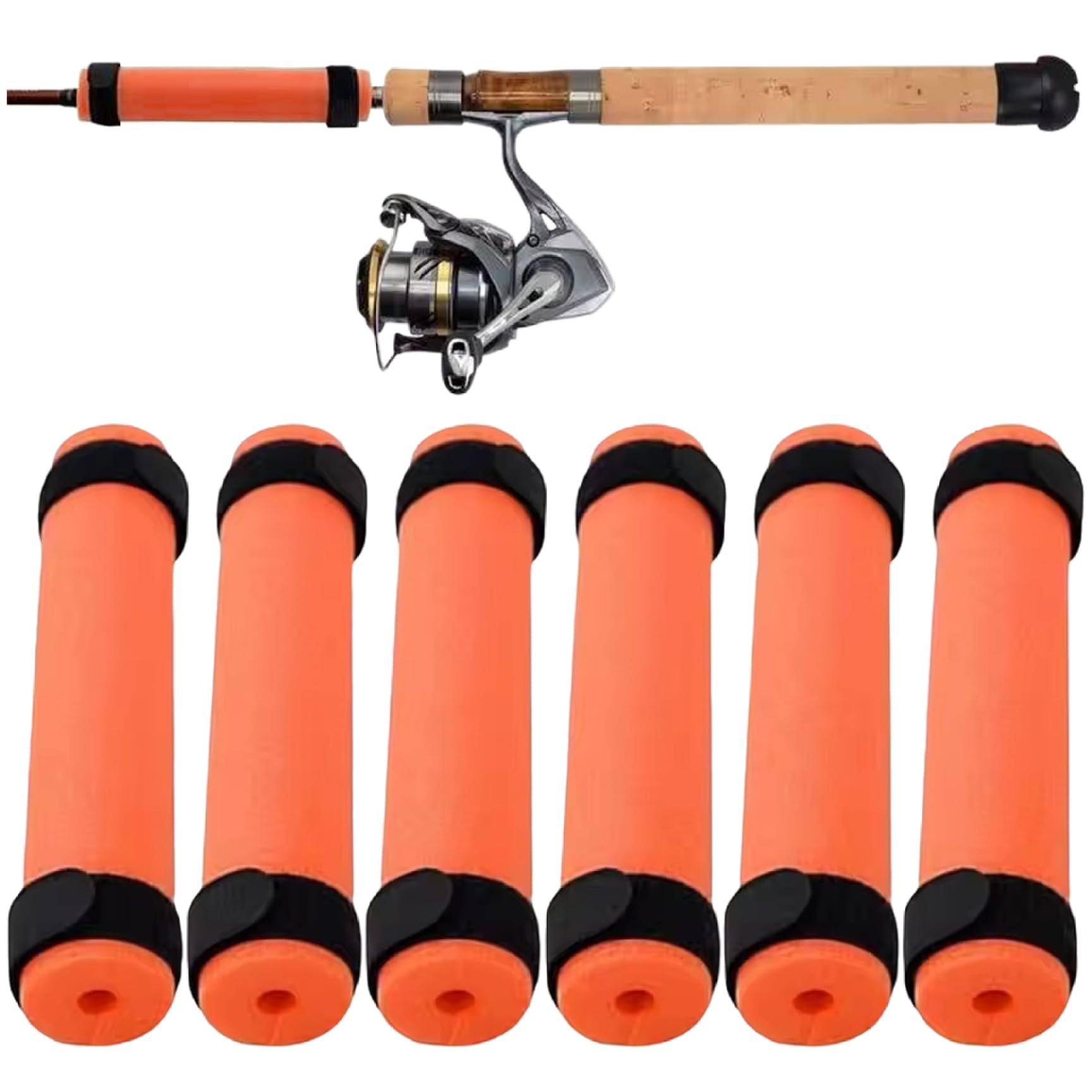 BeVistoso Fishing Rod Floats, 6PCS Waterproof Shockproof EPE Fishing Float Tube for Boats and Kayaks, Orange, Rod Floats