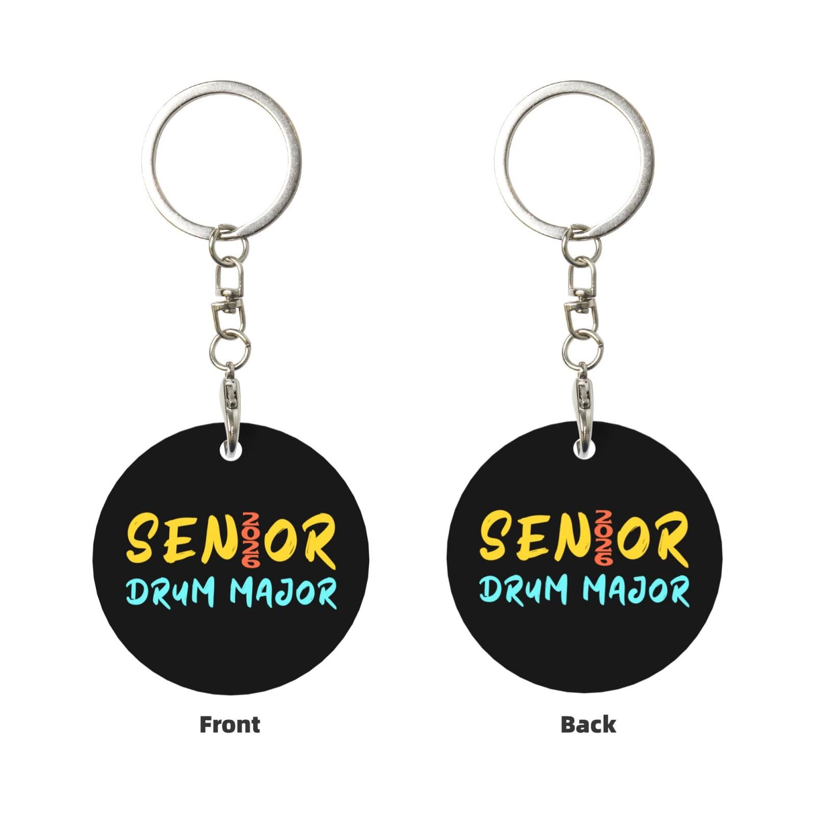 Kangweida Senior 2026 Drum Major Durable Aluminum Round Keychain Stylish Useful