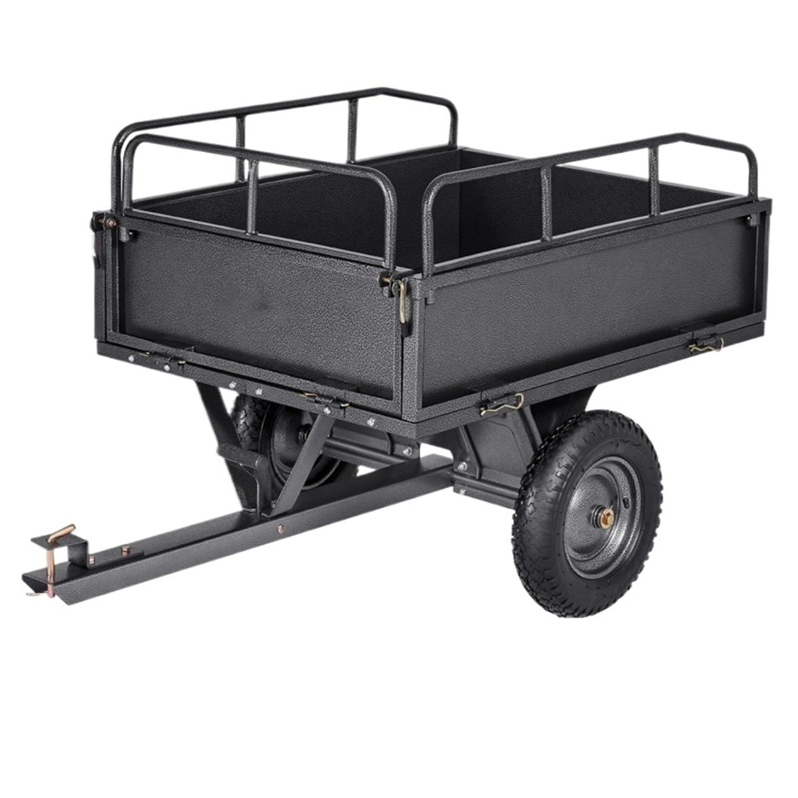 Remolque utilitario de Descarga de Acero, Carro de Remolque con Capacidad de 17 pies cúbicos y 600 Libras for Tractor cortacésped ATV UTV(10cu.ft)