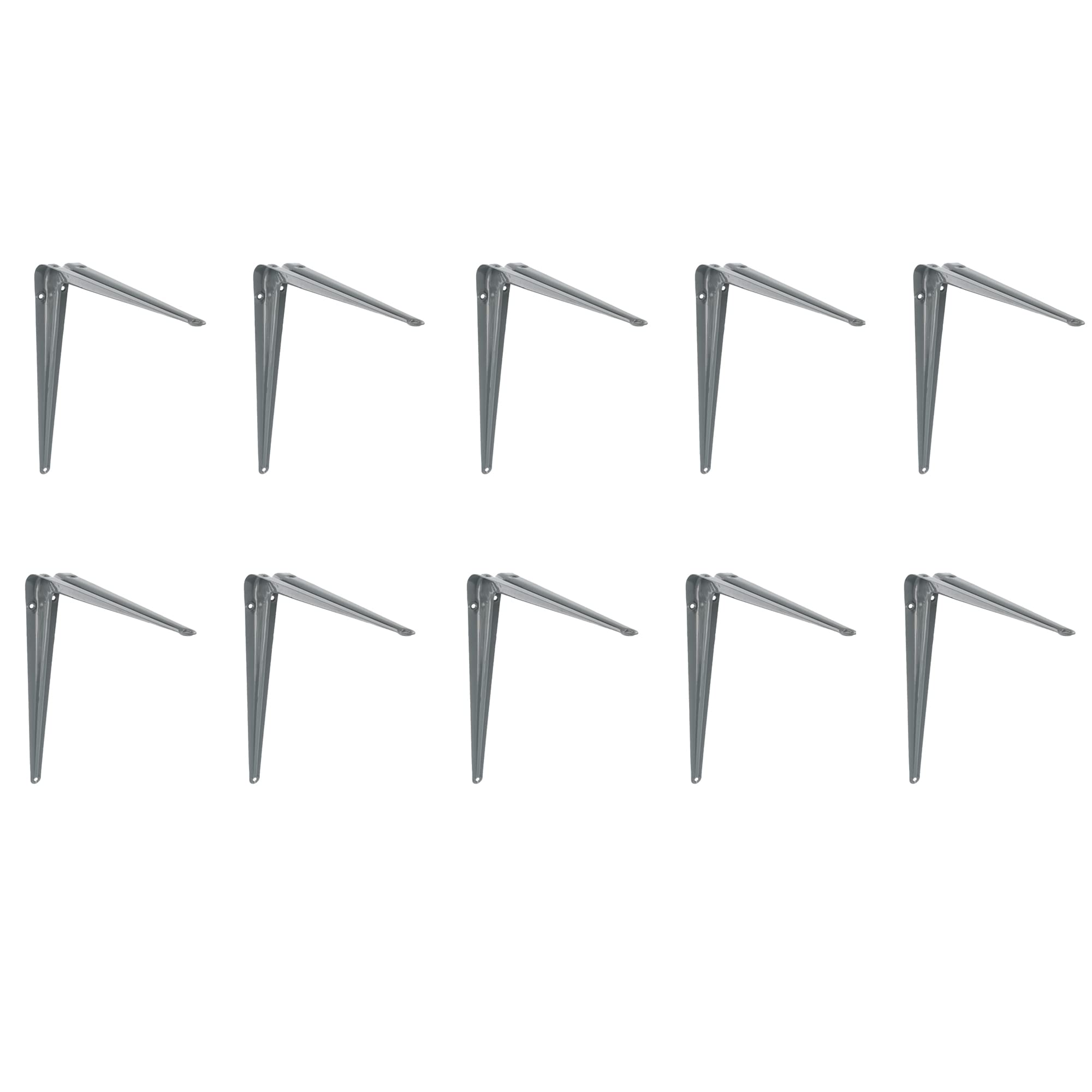 Amig - 10 Palomillas para Estanterías de Pared - Escuadras Metálicas para Baldas - Ángulos para Estantes - Soportes - Acero - Color Gris - Medida 450x400 mm - Peso Máximo Recomendado: 35 Kg