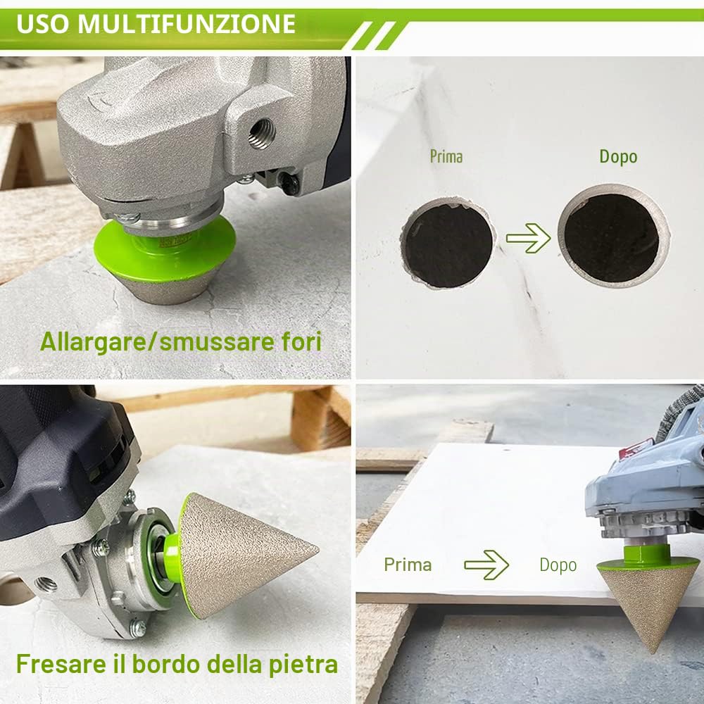 Fresa Diamantata 50mm Punte per Smusso per Allargare Fori in Piastrelle Porcellana Marmo Ceramica Granito