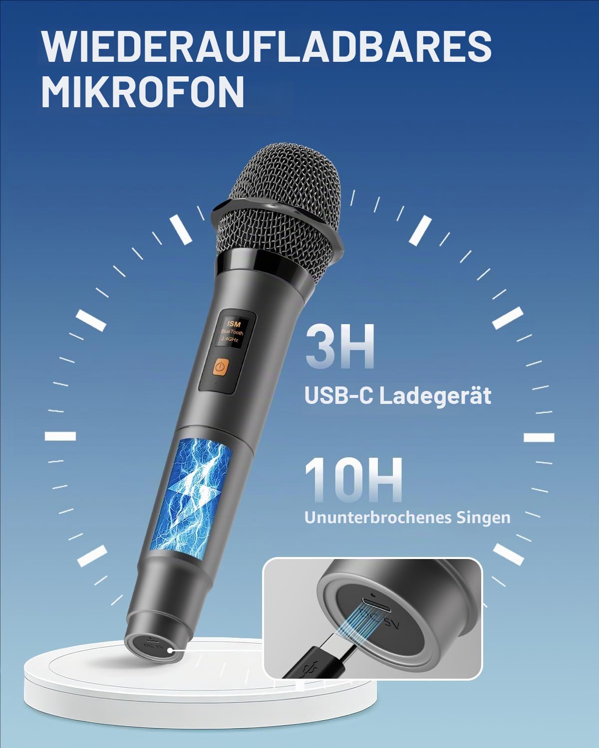 Karaoke Maschine mit 2 mikrofonen, wiederaufladbaren Mikrofonen: Tragbarer Bluetooth-Lautsprecher für Erwachsene und Kinder – PA-System mit Lichteffekten, unterstützt TWS/TF-Karte/USB/AUX