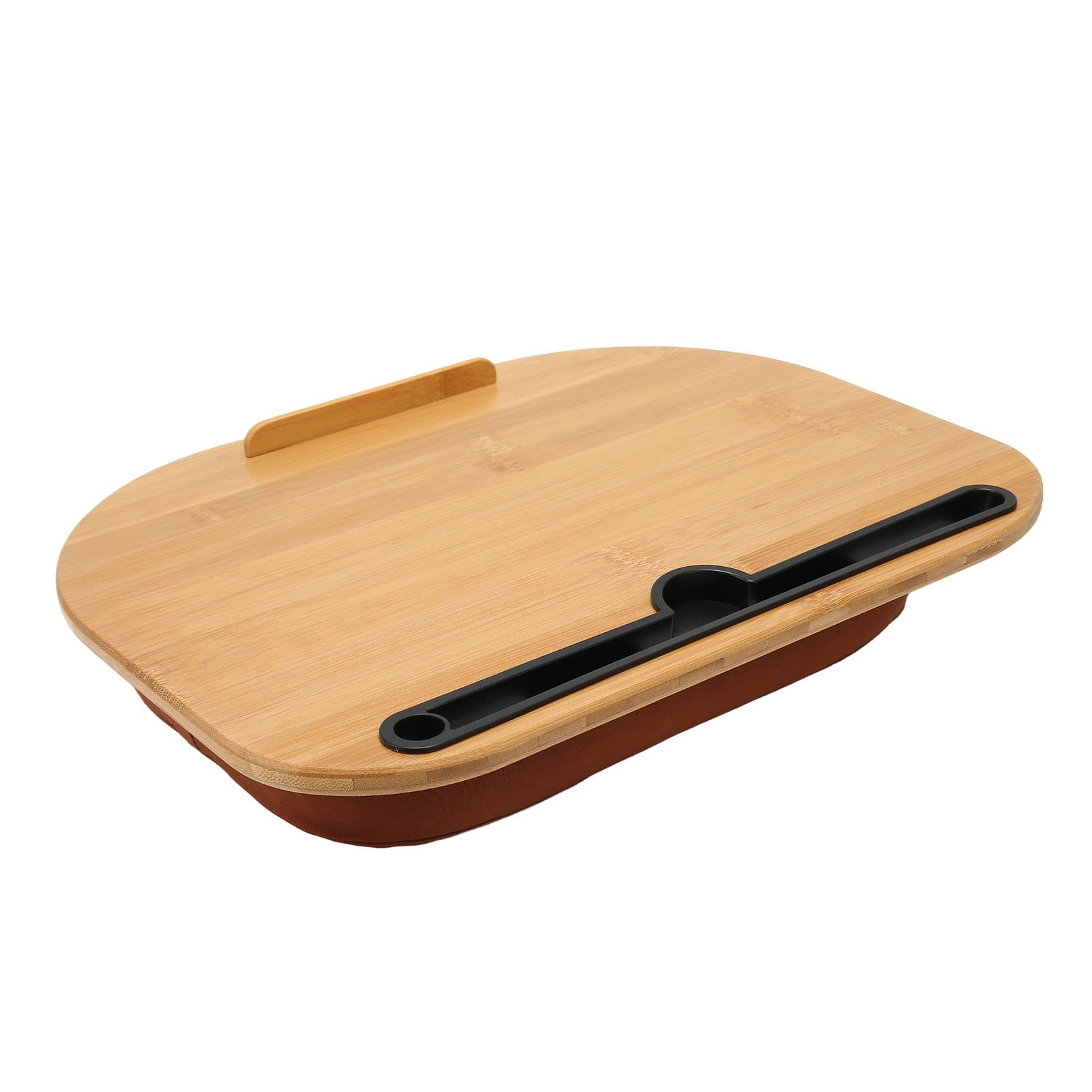 Bureau D'ordinateur Portable en Bois avec Coussin Amovible Ergonomique pour Ecran 15 6 Pouces Hauteur Reglable Utilisation sur Les Genoux Et Canape
