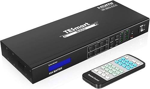 TESmart Conmutador de matriz Ultra HD 4K HDMI 4X4, entrada de 4 puertos y salida de 4 puertos con control remoto IR RS232 compatible con 4Kx2K 60HZ,