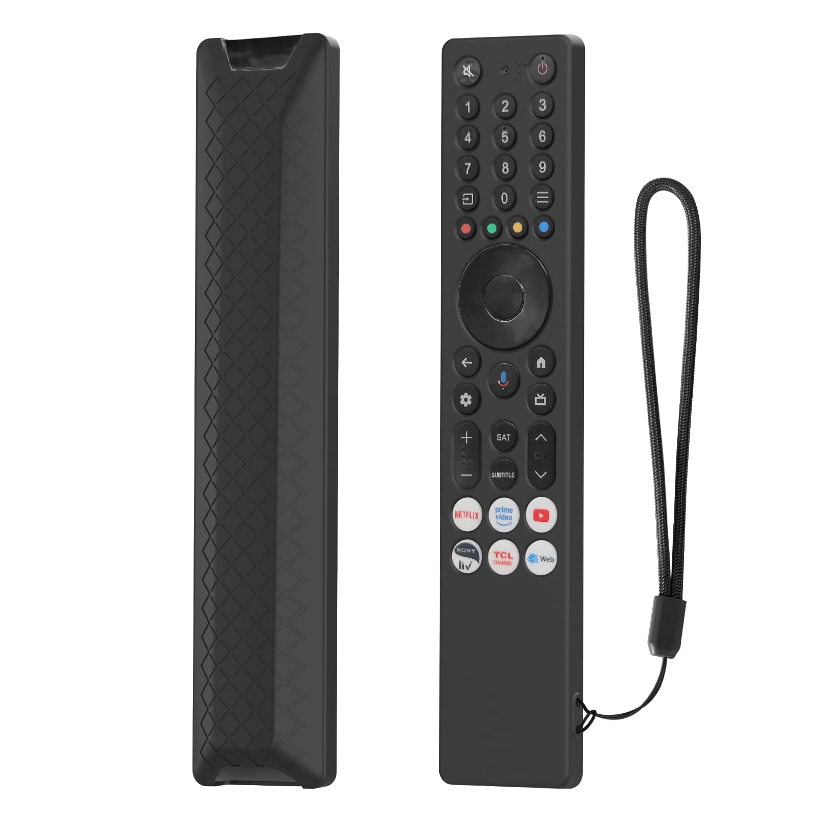 Silicone Smart TV Remote Cover Case Compatible with TCL Smart TV 2025 TCL RC833A Series QLED TV Model Protective Cover Case with Lanyard and Styles Design. [Remote Not Included] (Black)-image-49