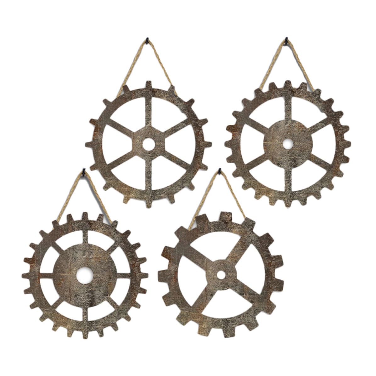 Engrenages ronds muraux design ajouré en bois marron premium