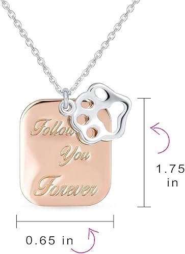 Miniatura 4 de Bling Jewelry Collar con colgante personalizado de BFF, animal mascota, perro, gato, cachorro, gatito, corazón, hueso de perro, huellas de patas,