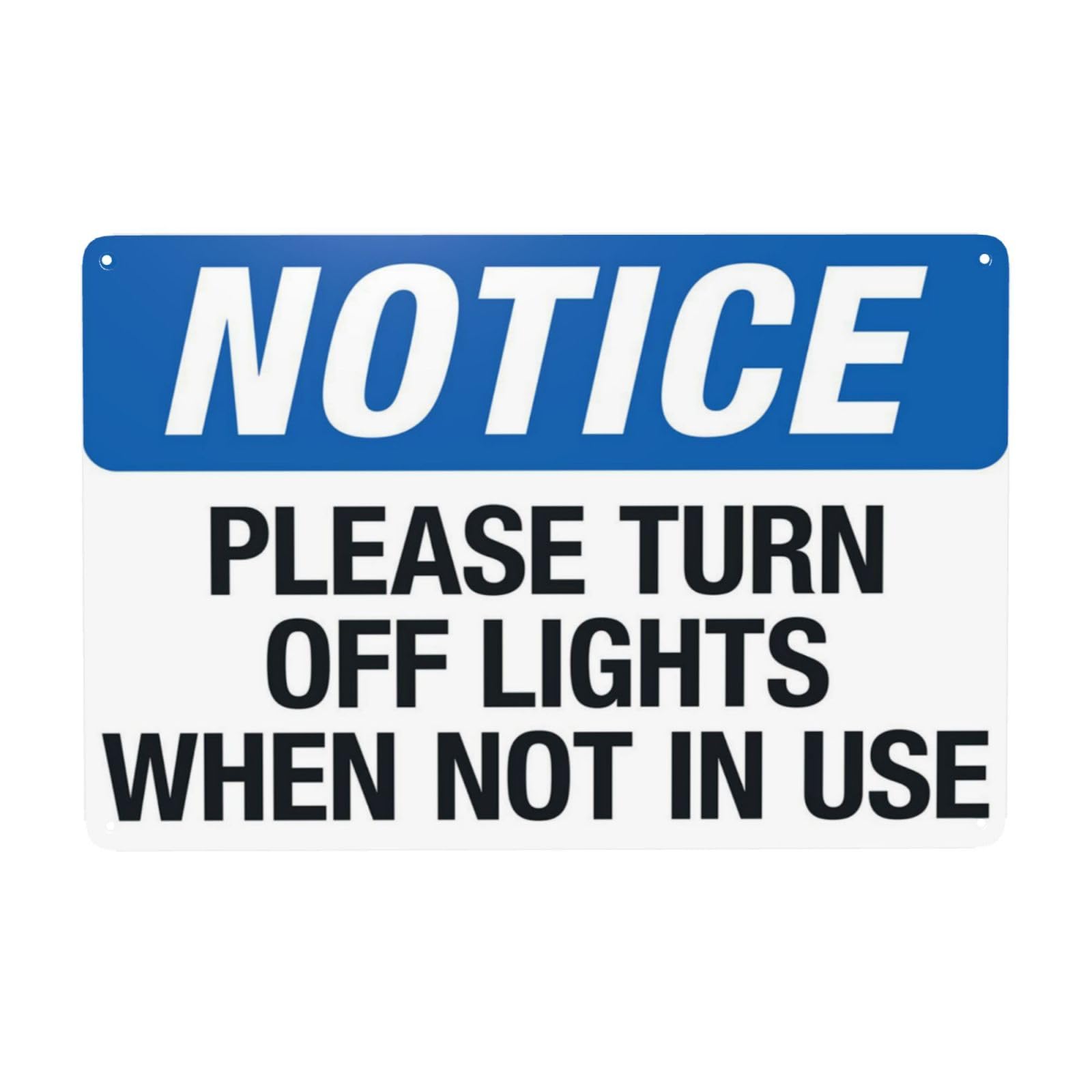 Retro Aluminum Metal Tin Sign, Unused Lights Turn Off Energy Saving Notice Sign, Vintage Property Decor, 12x8 Inch