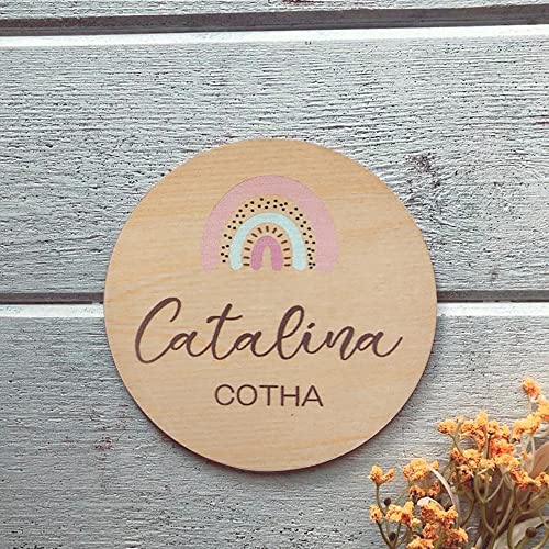 Image of 14 Pieces Wooden Newborn Baby Announcement Sign Wood Baby Milestone Gift Cards Hello World Newborn Baby Name Signs Baby Shower Birth Announcement Sign